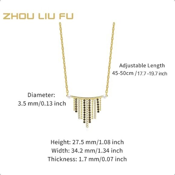 NIB Tassel Pendant Necklace. 18K plated Sterling Silver. - Picture 3 of 6